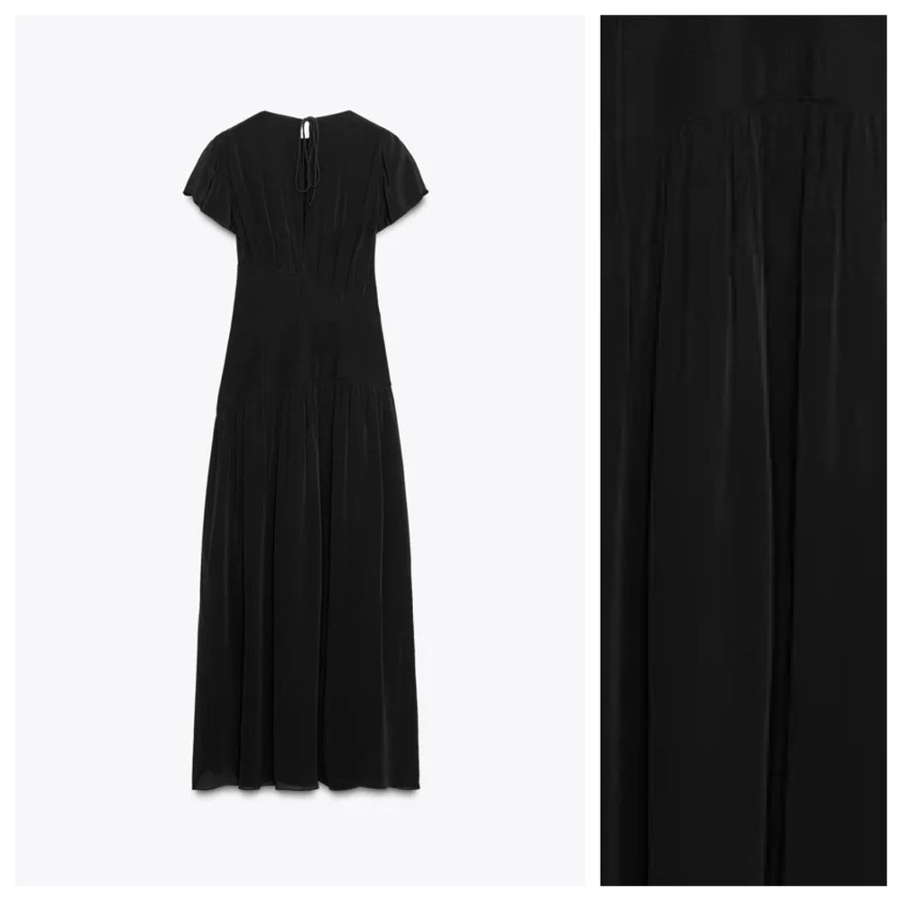 NWT. Zara ZW Collection Black Viscose Midi Dress. Size XL. - Picture 6 of 12